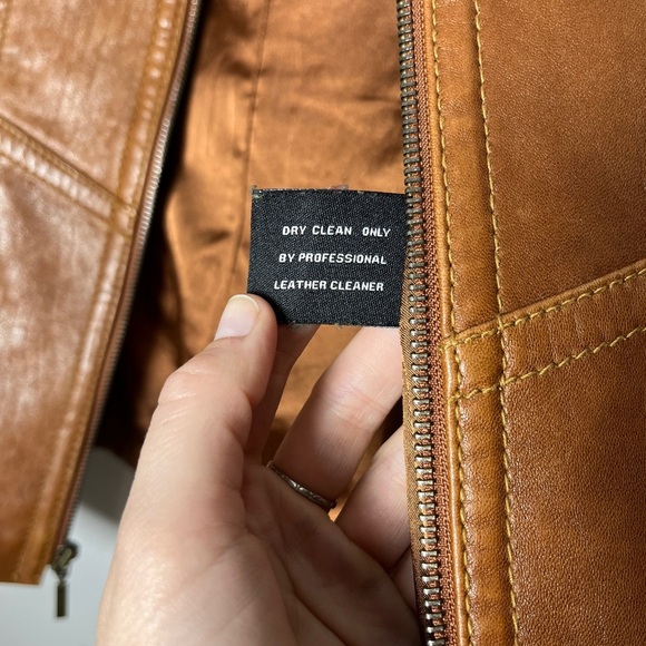 Vintage Anne Klein Longer Line Camel Faux Belted Leather Jacket Sz M - Picture 8 of 15